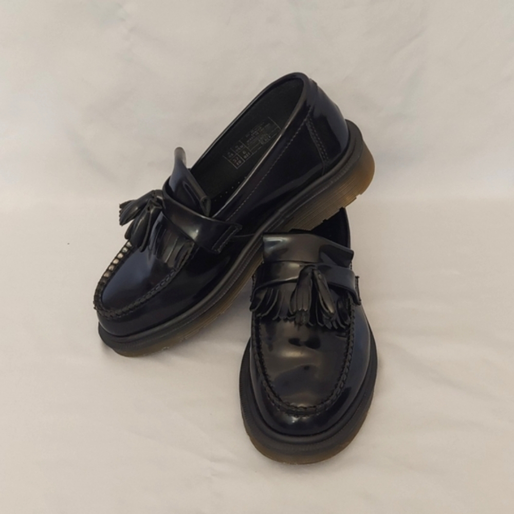 Dr. Martens Tassel Loafers Women's Size 6 Adrian Black Smooth Leather